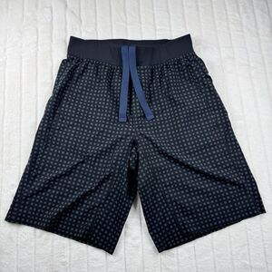 Lululemon T.H.E. Linerless Shorts Men M All Over Print Black Performance Holes*